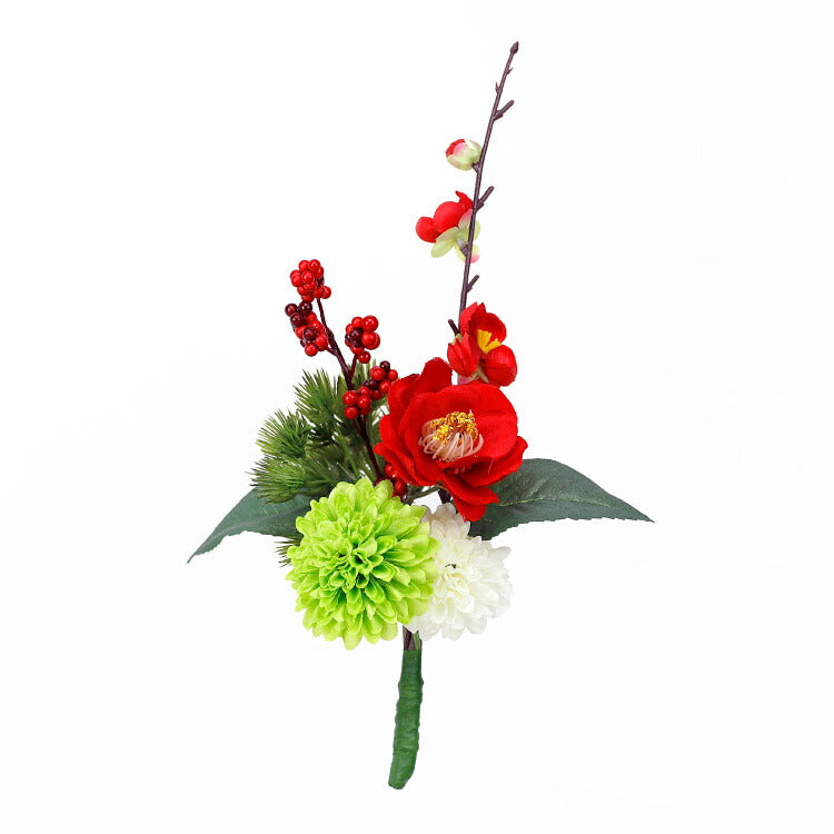 造花・仏花 『 メモリアルフラワー【2本セット】mini正月花 ルージュ 』