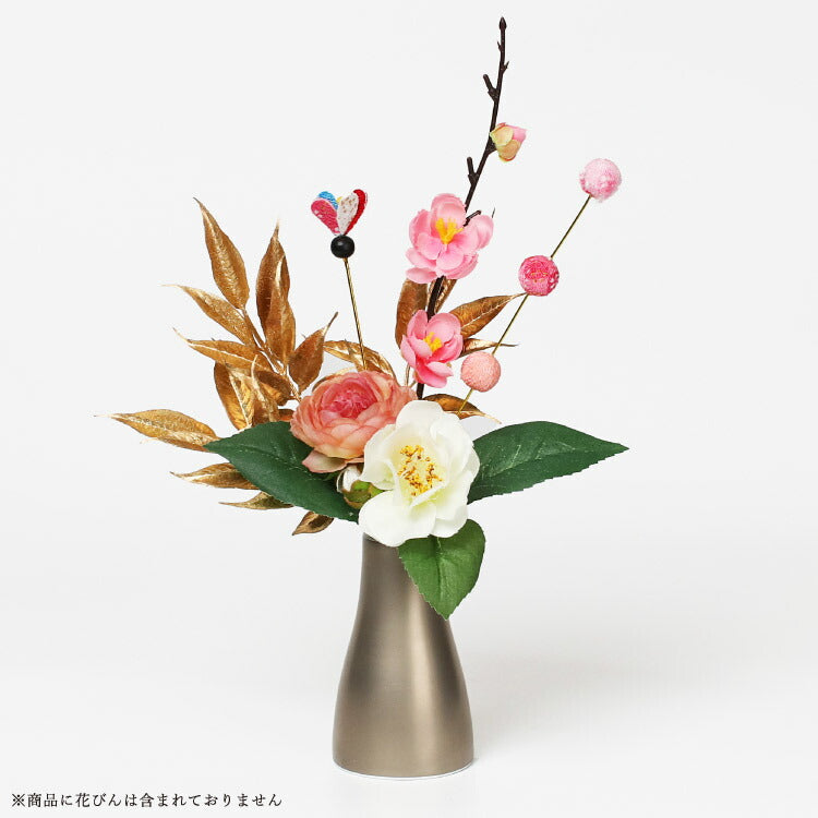 造花・仏花 『 メモリアルフラワー【2本セット】mini正月花 ロゼ 』
