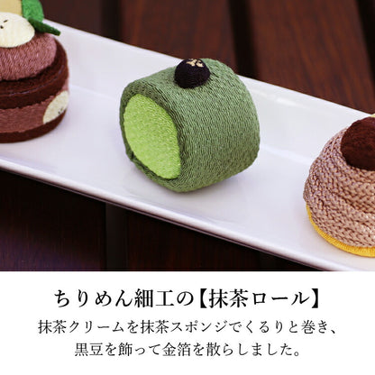 お供え 『 ちりめん2点セット（パティスリー抹茶ロール・シュークリーム） 』