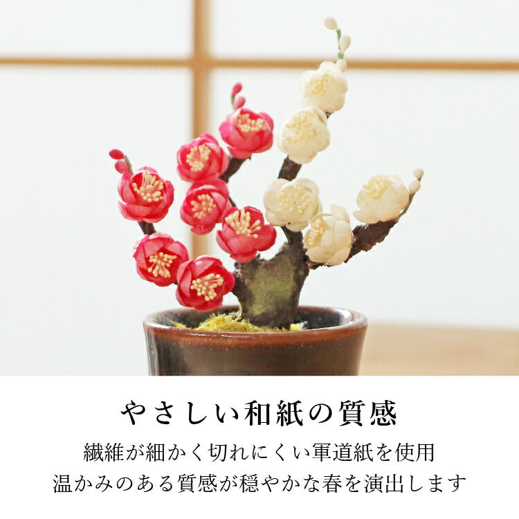 【 一点物 】 和紙 盆栽 梅 白梅 ウメ 軍道紙 造花 BONSAI 日本製 造花・仏花 『 和紙盆栽＜うめ＞ 』 – 現代仏壇直営 ギャラリー